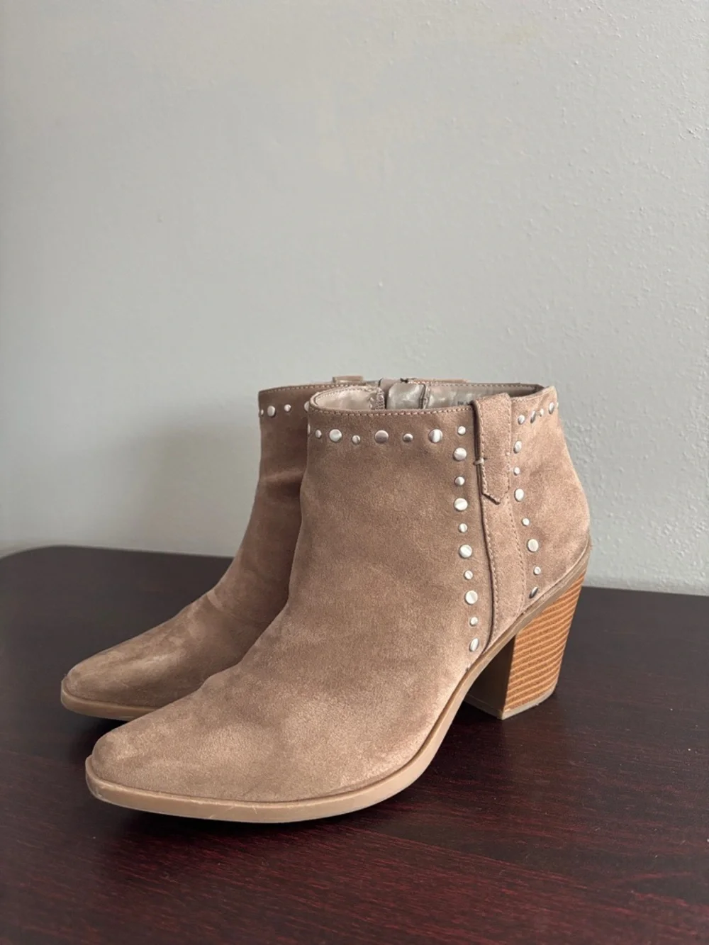 a.n.a Taupe Studded Ankle Booties